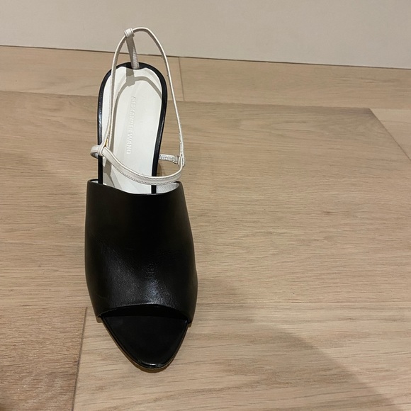 Alexander Wang black and white leather sling back heels. - Picture 3 of 6